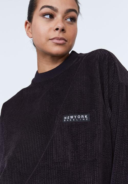 Factorie - Slouchy cord crew - black