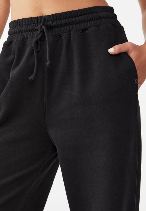 Cotton On - Plush wide leg track pant - black
