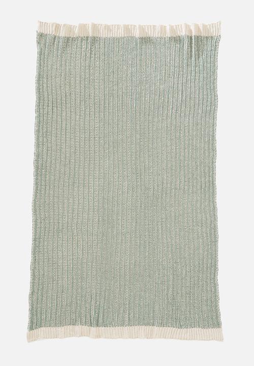 Sixth Floor - Cotton knitted throw - sage green