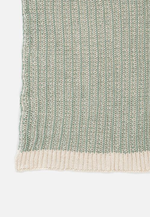 Sixth Floor - Cotton knitted throw - sage green