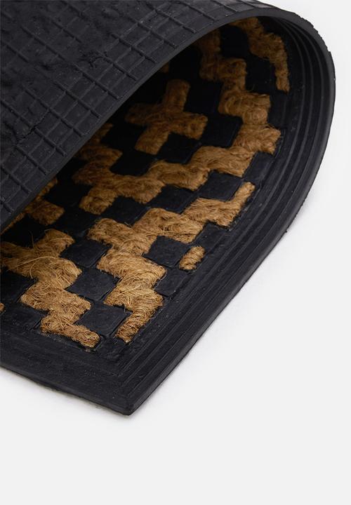 H&S - Cross Rubber doormat - Black & Natural
