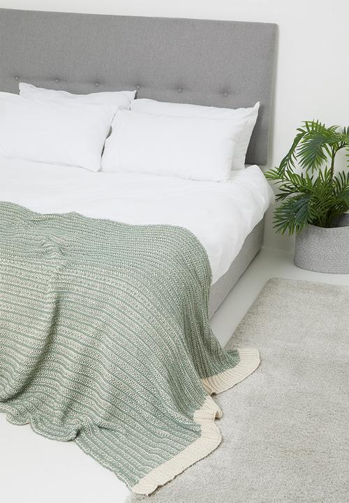 Sixth Floor - Cotton knitted throw - sage green