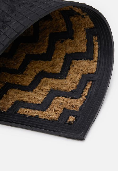 H&S - Stepped Rubber doormat - Black & Natural