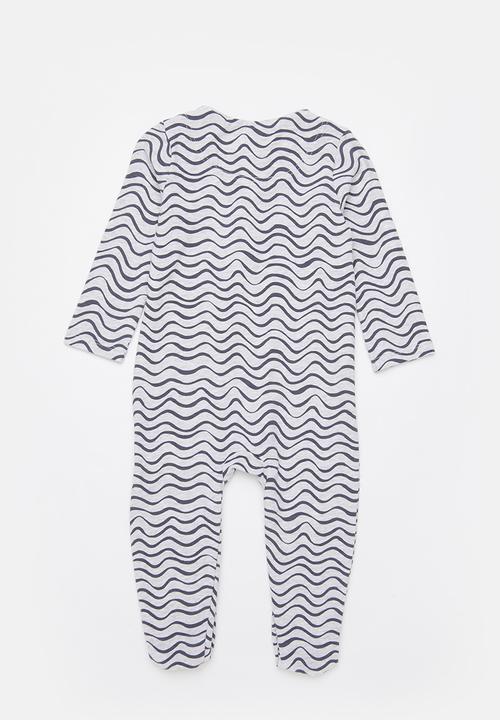 Cotton On - The long sleeve zip romper - cloud marle/waves