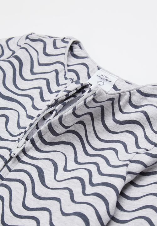 Cotton On - The long sleeve zip romper - cloud marle/waves
