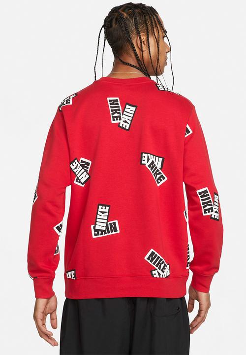 Nike - NSW SPE All Over Print Crew Sweatshirt  University Red