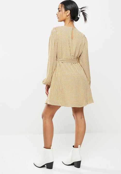 Glamorous - Ladies dress - mustard geometric check