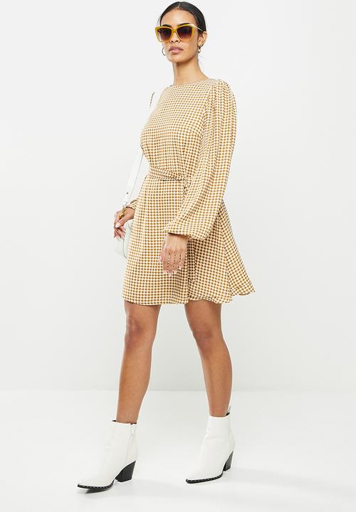 Glamorous - Ladies dress - mustard geometric check