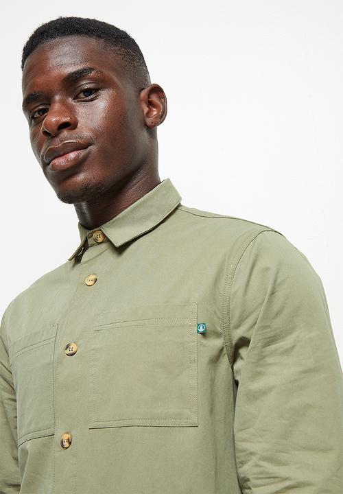 Lark & Crosse - Regular fit cotton twill shirt - khaki