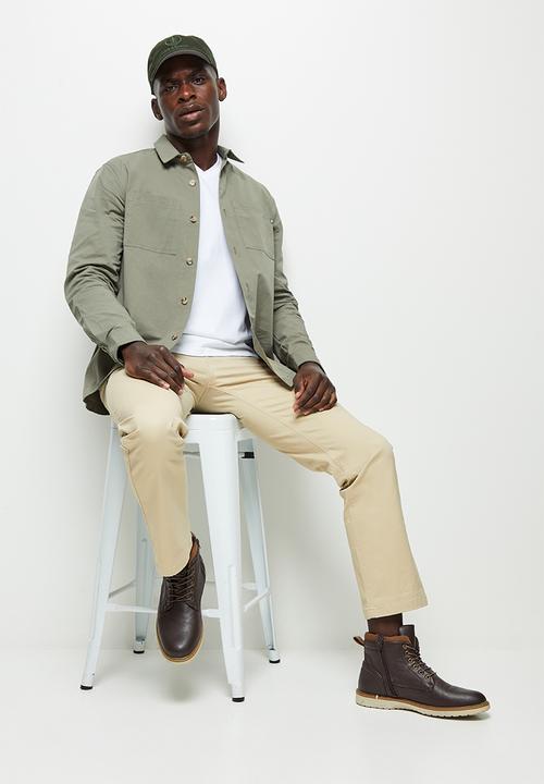 Lark & Crosse - Regular fit stretch chino - stone
