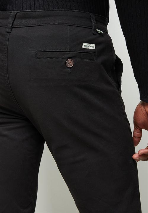 Lark & Crosse - Regular fit stretch chino - black