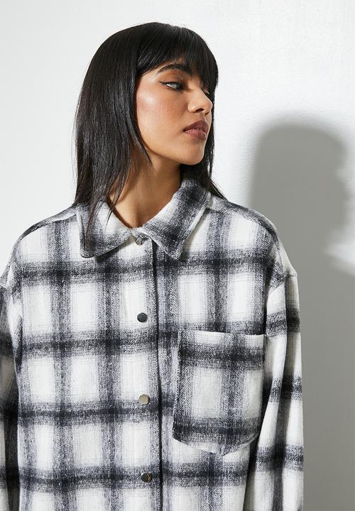 Superbalist - Soft melton overshirt - black check