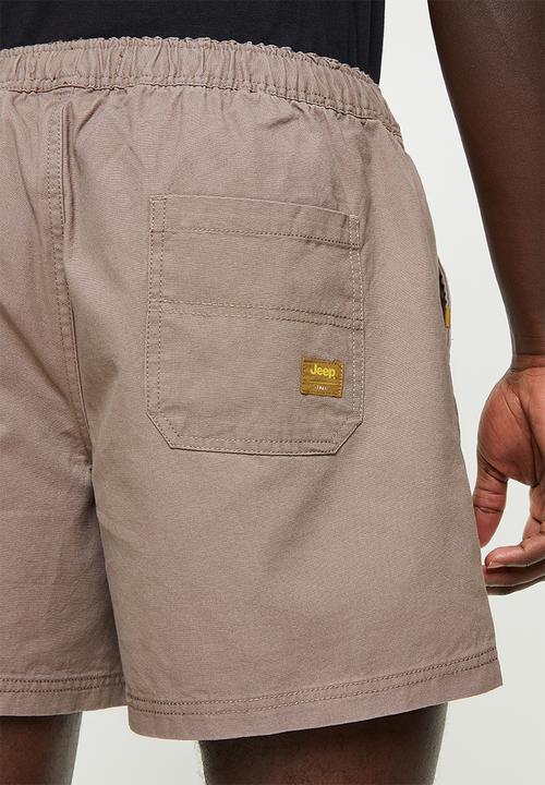 JEEP - 12cm Wing elasticated rugby short - bark