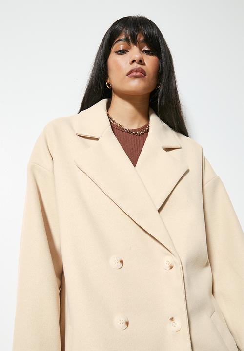 Superbalist - Midi double breasted blazer coat - sand