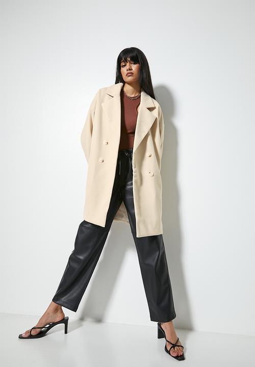 Superbalist - Midi double breasted blazer coat - sand