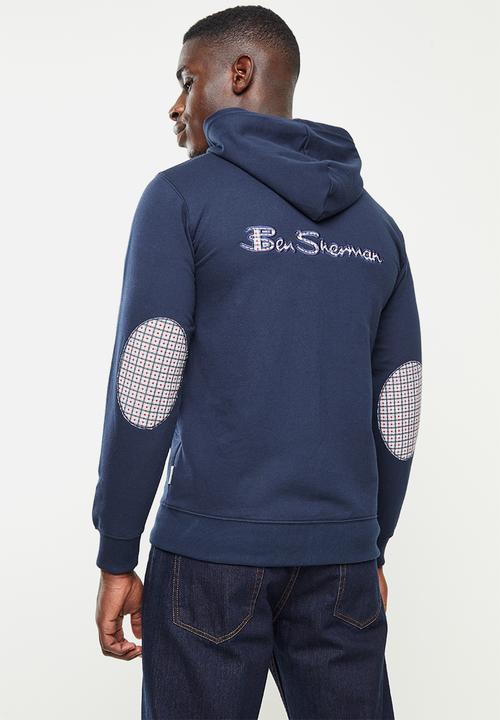 Ben Sherman - Check emb zip thru hoodie - navy