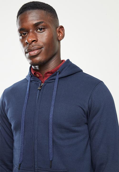 Ben Sherman - Check emb zip thru hoodie - navy