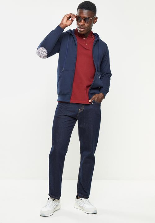 Ben Sherman - Check emb zip thru hoodie - navy