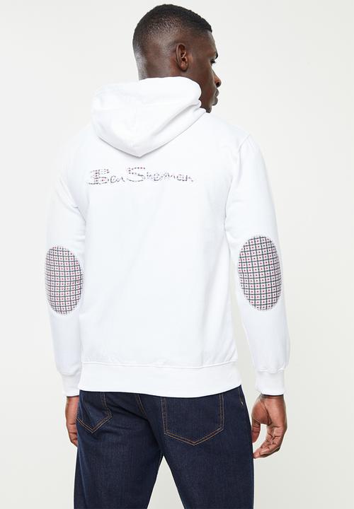 Ben Sherman - Check emb zip thru hoodie - white