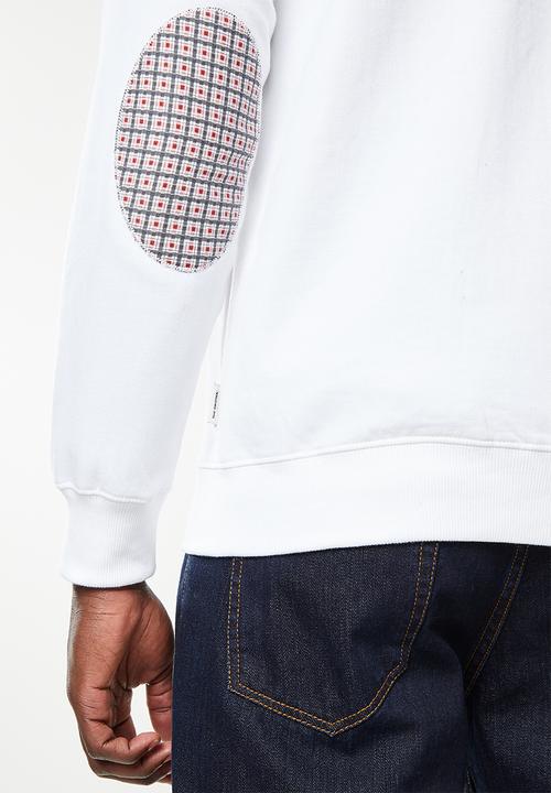 Ben Sherman - Check emb zip thru hoodie - white