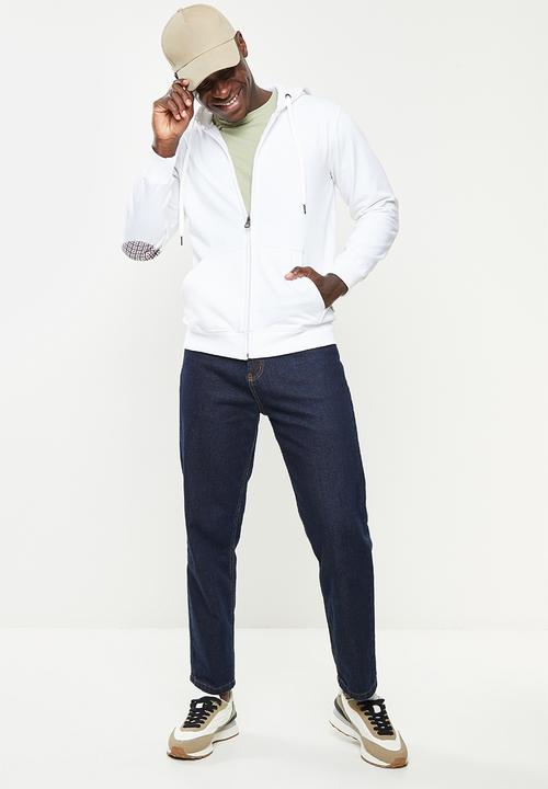 Ben Sherman - Check emb zip thru hoodie - white