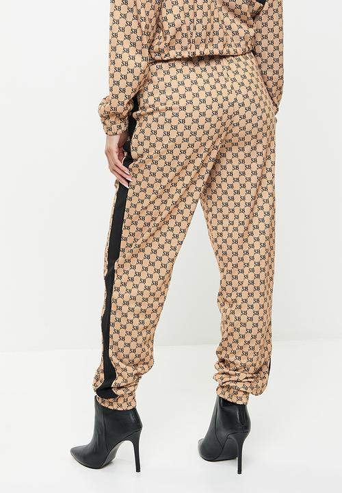 SISSY BOY - Branded fleece pant - black & stone