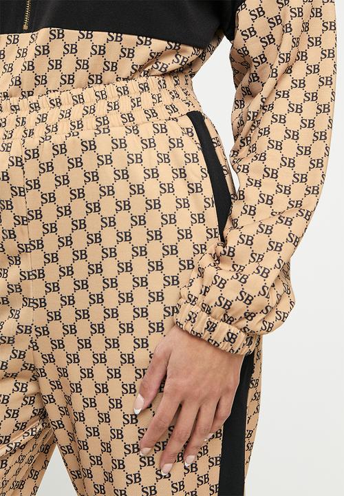 SISSY BOY - Branded fleece pant - black & stone