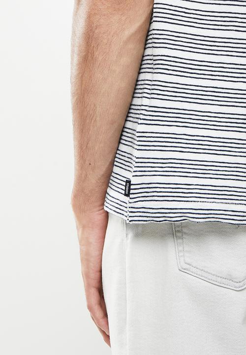 Superdry. - Studios hemp blend tee - eclipse navy & optic multi stripe