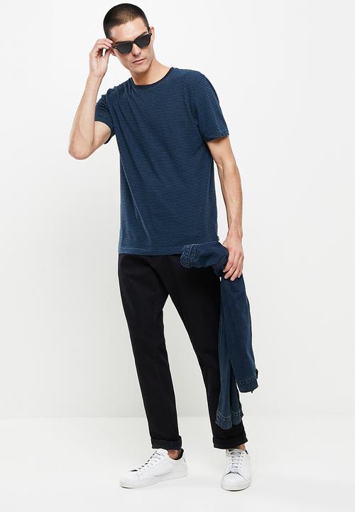 Superdry. - Studios hemp blend tee - navy & blue 