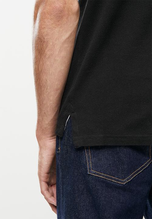 Superdry. - Short sleeve tipped polo - black & red