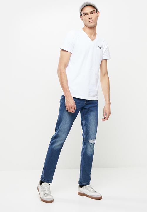 Superdry. - Vintage logo emb vee tee - white