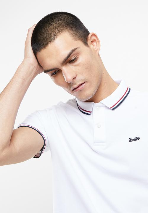 Superdry. - Short sleeve tipped polo - optic & navy