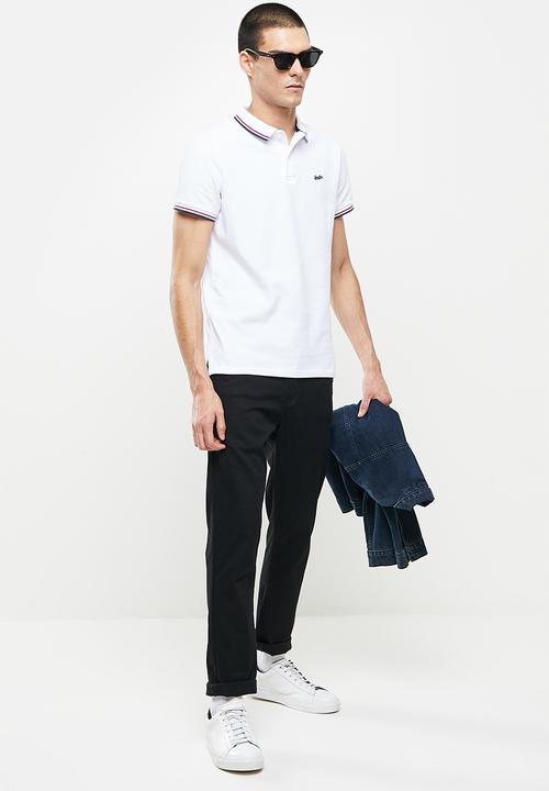 Superdry. - Short sleeve tipped polo - optic & navy
