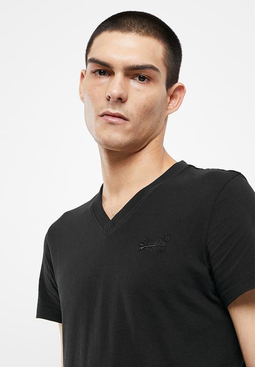 Superdry. - Vintage logo emb vee tee - black