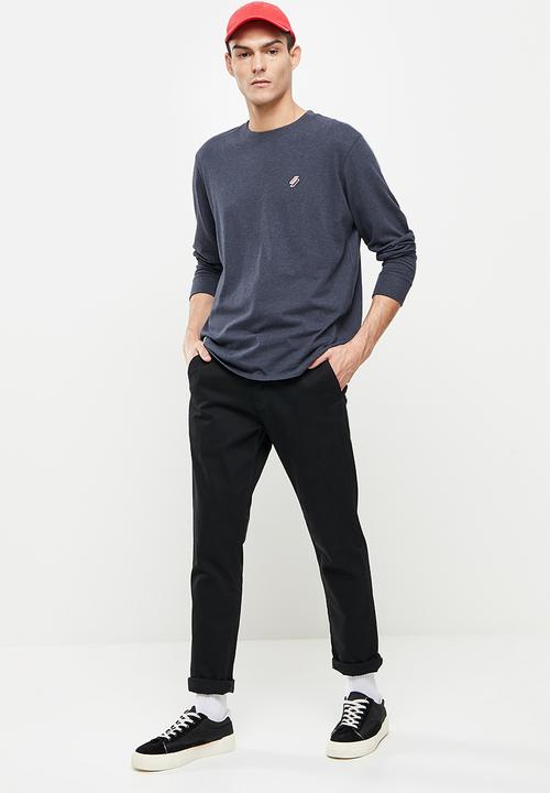Superdry. - Superdry code essential long sleeve top - deep navy marl