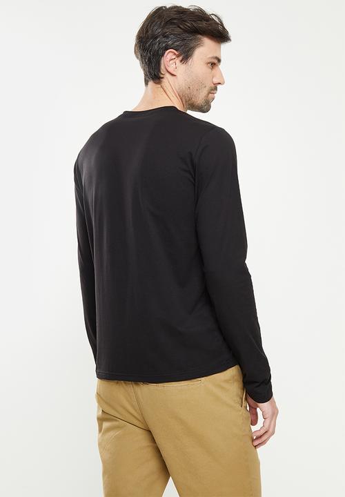 Pierre Cardin - Pc LS Tee V-Neck - Black