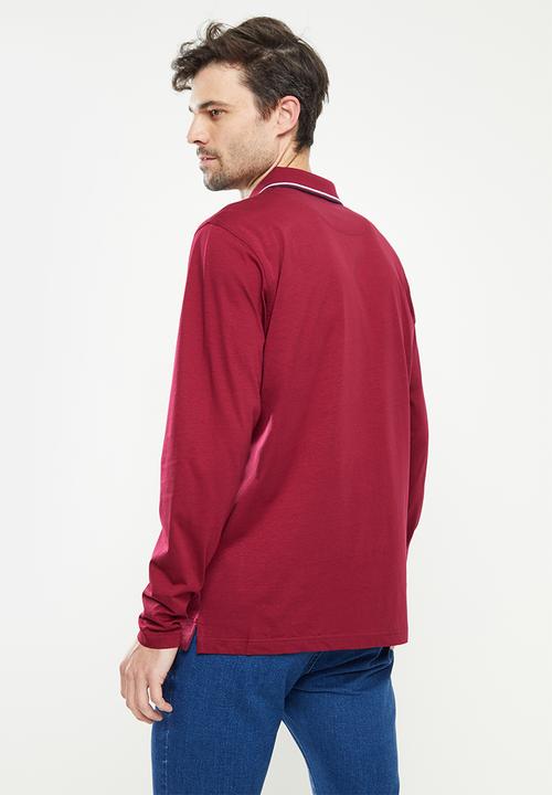 Pierre Cardin - PC Long Sleeve Mercerized Golfer  - Burgundy
