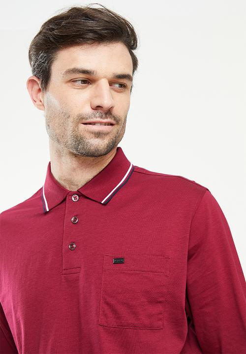 Pierre Cardin - PC Long Sleeve Mercerized Golfer  - Burgundy