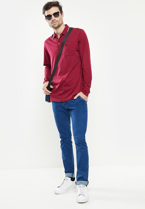 Pierre Cardin - PC Long Sleeve Mercerized Golfer  - Burgundy