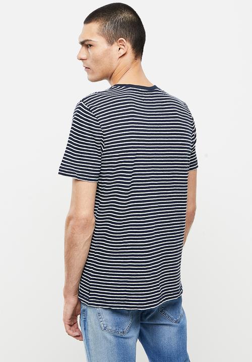Superdry. - Studios hemp blend tee - navy & white 