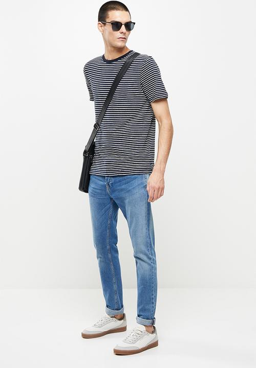 Superdry. - Studios hemp blend tee - navy & white 