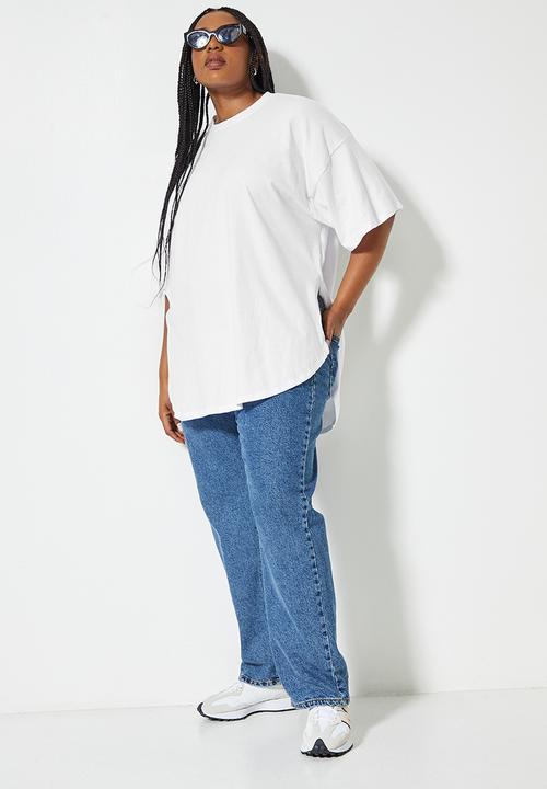 Superbalist - Curved hem longline tee - white