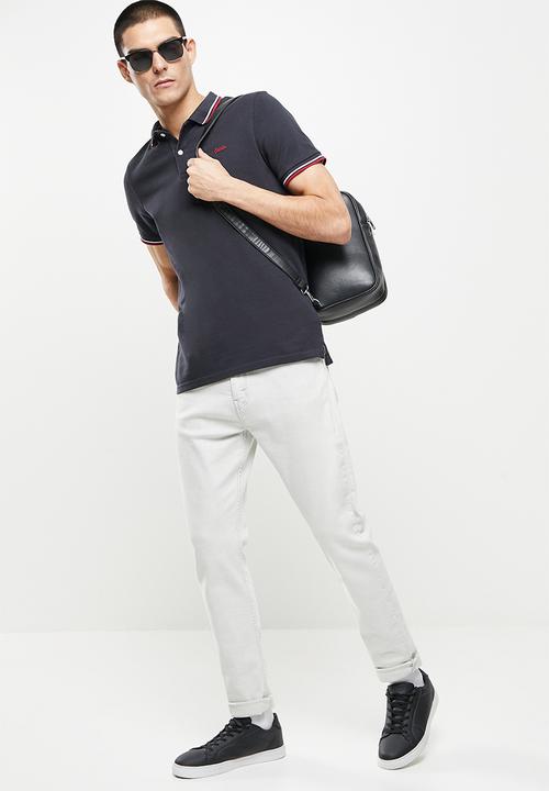 Superdry. - Short sleeve tipped polo - dark navy