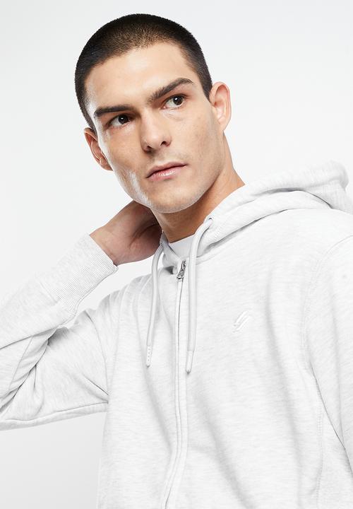 Superdry. - Superdry code essential zip hood - grey 