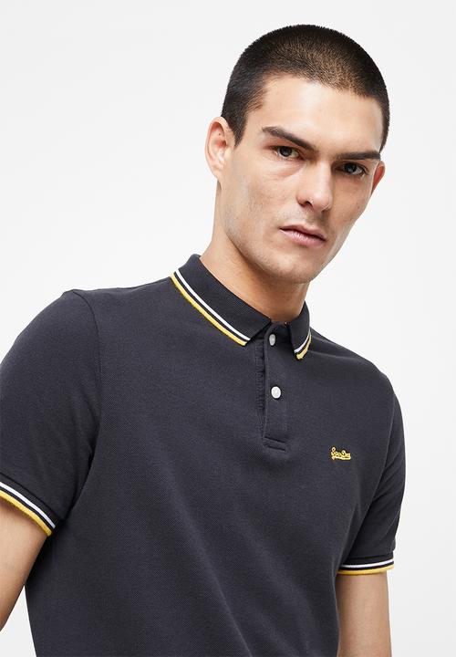 Superdry. - Short sleeve tipped polo - dark navy