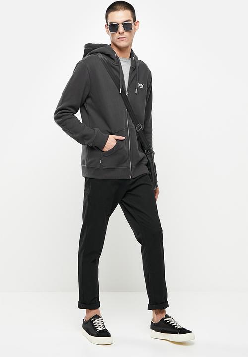 Superdry. - Vintage logo emb ziphood bb no - vintage wash black