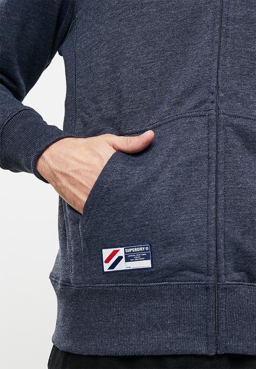 Superdry. - Superdry code essential zip hood - deep navy