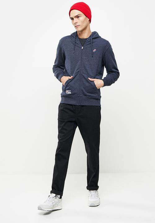 Superdry. - Superdry code essential zip hood - deep navy