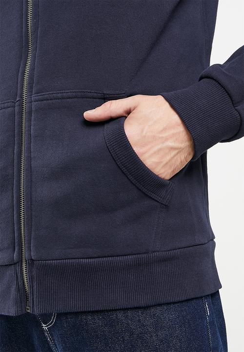 Superdry. - Script style col ziphood - nautical navy