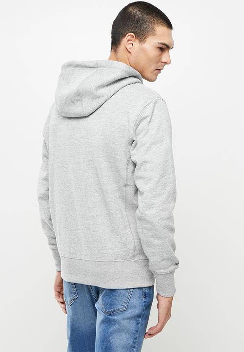 Superdry. - Superdry code essential zip hood - grey slub grindle